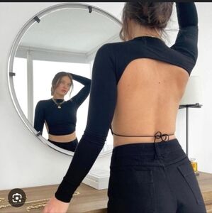 ARE YOU AM I Black Open-Back Top